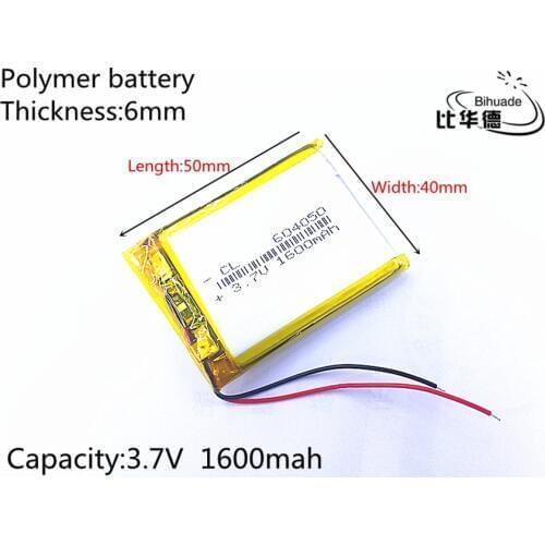 1pcs Free Shipping 3.7V 1600mAh 604050 Lithium Polymer Li-Po Rechargeable Battery Li cells For Mp3 Liter energy battery