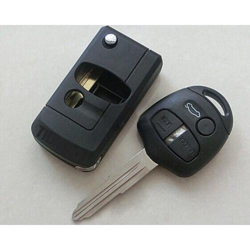 3 Buttons Modified Folding Flip Remote Key Shell Case For Mitsubishi Lancer Outlander Colt Mirage With Left Blade