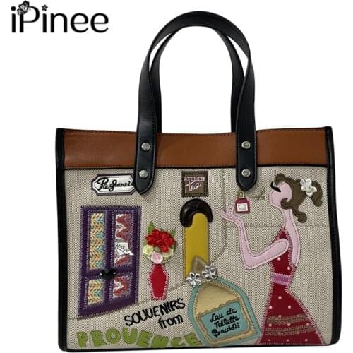IPinee Fashion Totes Lady Handbag Women Chic Messenger Purse Female Canves Stylish Crossbody Shoulder Bags Large Capacity