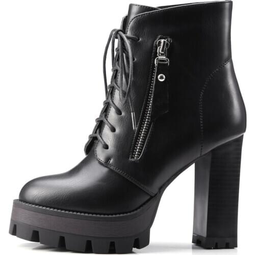 Fashion winter new sexy Pure color Grey brown Round toe Elegant Cross tied Motercycle boots Matin boots Ankle boots 32-42