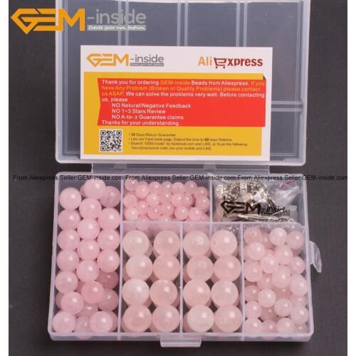 Wholesale Rose Quartzs Beads For Jewelry Making Beads Kit 15inches Free Box And Spacer Finding 6-12mm Free Shipping Gem-inside