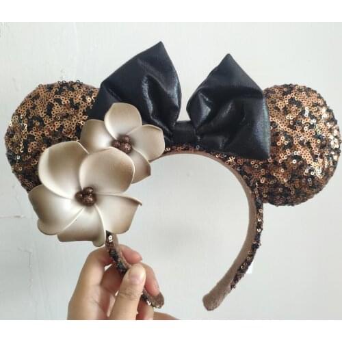 New arrival Mickey Minnie Mouse Golden Ears flowers Headband Party New
