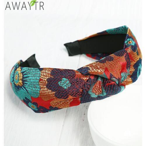 Top Bezel Print Headband Vintage Women Floral Elastic Hairband Hair Hoop Headdress Cross Knot Head Band Girls Hair Accessories