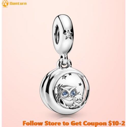 2020 925 Sterling Silver Beads Always by Your Side Owl Dangle Charms fit Original Pandora Bracelets Women DIY Jewelry