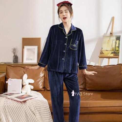 5XL Couples Women Man Pajamas Sleepwear Velvet Long Sleeve Autumn Winter Warm Thick Lounge Set Pijama Mujer Nightgown Pyjama