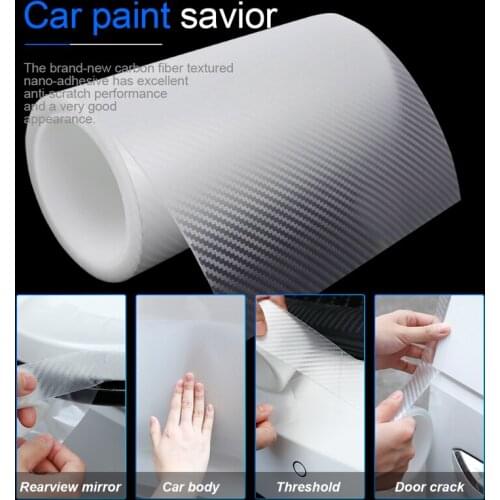 Transparent Carbon Fiber Car Sticker Door Edge Film Anti Scratch Auto Door Sill Protector for Bumper Trunk Household Car Styling