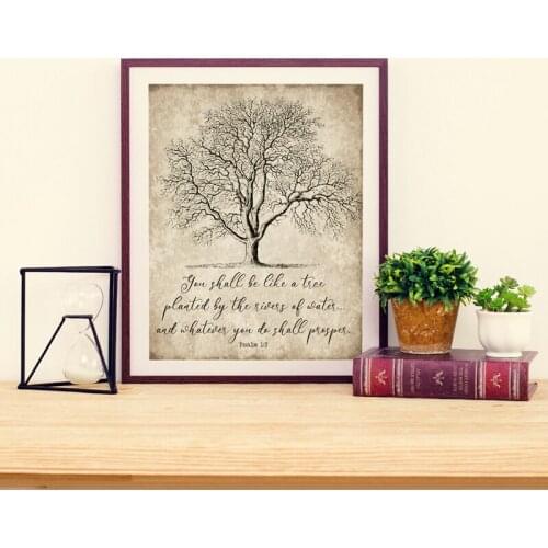 Psalm Antique Bible Verse Print Vintage Wall Art Canvas Painting Farmhouse Decor Rustic Sign Poster Picture Home Wall Decoration