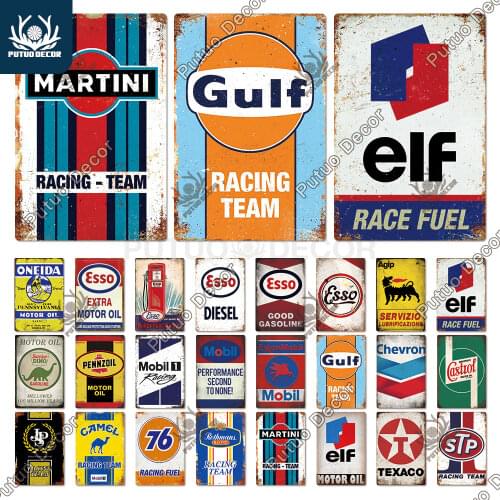 Putuo Decor Gas Oil Garage Vintage Metal Signs Tin Sign Retro Garage Decor Bar Pub Garage Gas Station Decorative Iron Plates