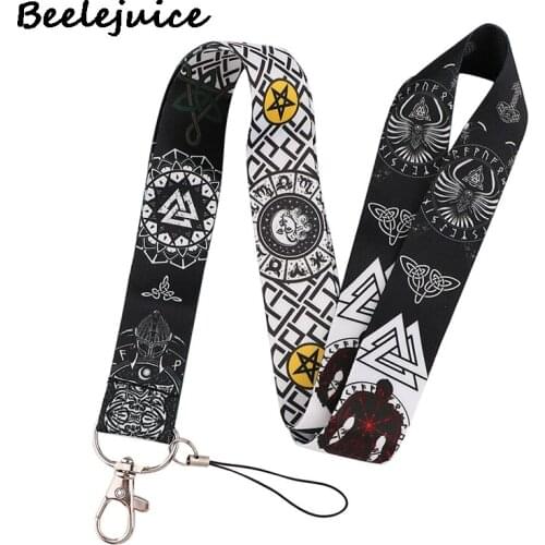 Cool Vikings Runes Symbols Neck Strap Lanyards ID badge card holder keychain Mobile Phone Strap Gift Ribbon webbing necklace
