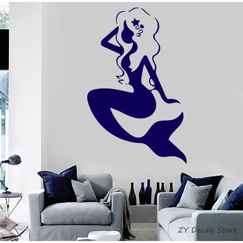 Mermaid Wall Decals Removable Vinyl Decal Home Decor Poster for Girls Kids Room Indergarten Nursery Art Mural L330