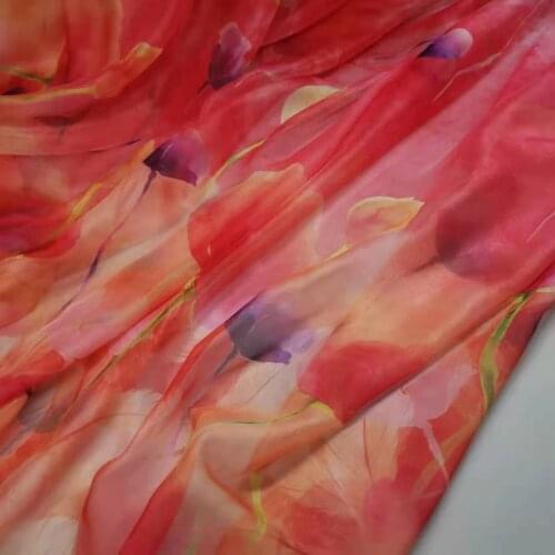 30d Printed Chiffon Dress Position Print Beach Skirt Long Skirt Scarf Ribbon Shirt Chinese Dancing DIY Fabric