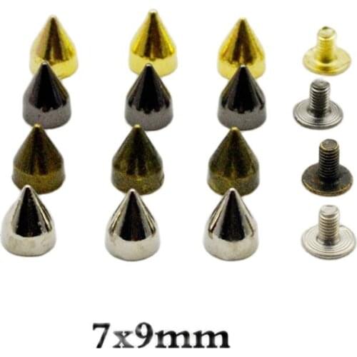 9mm Height Alloy Punk Spike Garment Rivet Studs With Screw Back For Bag Hat Shoes Clothes Jeans Leather Carft Trims Accessories