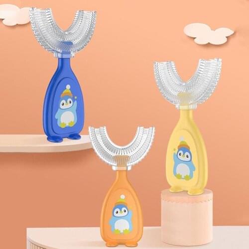 Cute Cartoon 2-12 Old U-shaped Baby Silicone Toothbrush Children Teeth Baby Brush Cleaning Care Convenient Toothbrush Oral