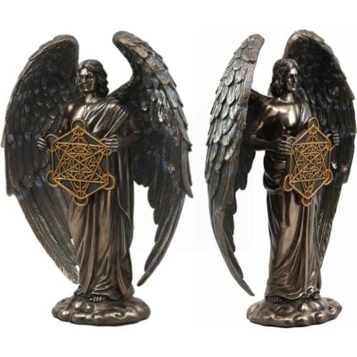 1Pcs Bronzed Resin Statue Guardian Angel With Sword Angel Decorations Home 2021 Figurine New Ornaments Garden Big Statues F2R7