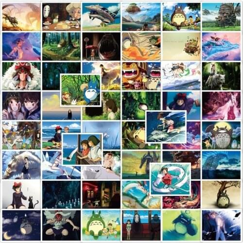 10/50Pcs Miyazaki Hayao Anime Stickers Pvc Cartoon Graffiti Stickers for DIY Luggage Laptop Refrigerator Motorcycle Stickers