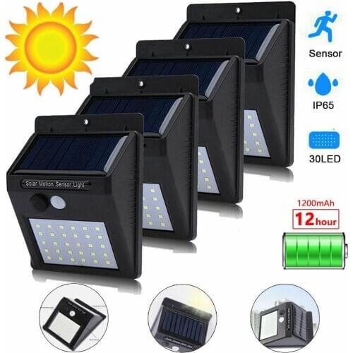1pcs 30 LED Outdoor Solar Light PIR Motion Sensor Wall Light Waterproof Solar Lamp Solar Powered Sunlight Garden Decoration