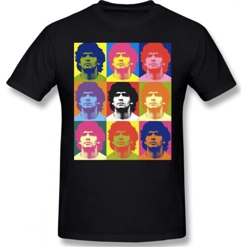 Warhol Homme Crewneck Fashion T-Shirt Diego Armando Maradona Legend The Greatest of Football Player Tees Pure Cotton Oversized