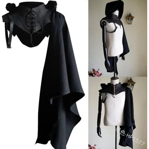 Men Knight Cosplay Armor Vintage Hooded Cape Steampunk Fashion Clothing Medieval Costume Women Halloween Priest Carnival Party