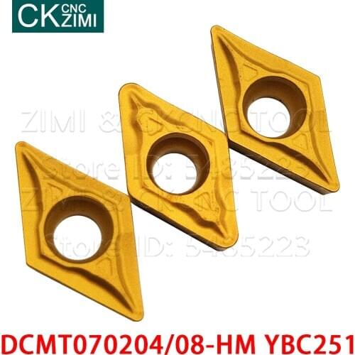 10PCS DCMT070204-HM YBC251 DCMT070208-HM YBC251 Carbide Inserts Turning Tools CNC Metal lathe Cutting Tool holder DCMT for steel