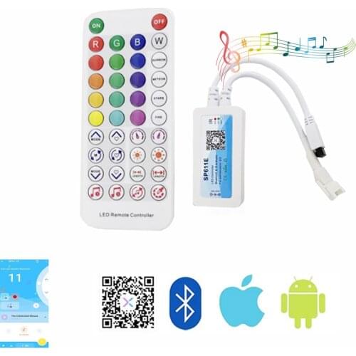WS2812B WS2811 LED Controller SP611E Bluetooth Music App IR Keys for WS2812 Addressable LED Light Strip DC5V-24V