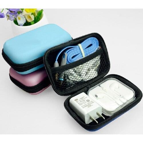 XUNZHE Travel Data Cable Storage Bag Portable Mobile Phone Cable Earphone Storage Box Change Zipper Bag PU Material 12*8.5*4cm