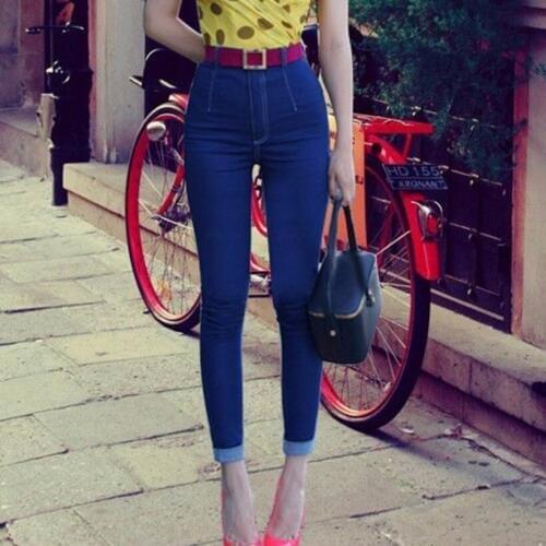 Solid Color Skinny High Waist Jeans Woman Summer Slim Hot Fashion Ladies Denim Jeans Women Pants Streetwear Fashiona
