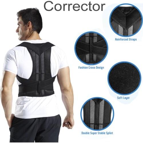 1PC S-4XL Adjustable Back Posture Corrector Breathable Shoulder Lumbar Spine Brace Black Support Belt Body Straighter Unisex