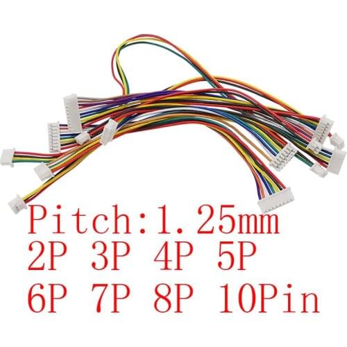 10Pcs/lot Micro JST 1.25mm Pitch Wire Cable Connector Female to Female Plug 2P 3P 4P 5P 6P 7P 8P 10Pin Length 15CM 28AWG