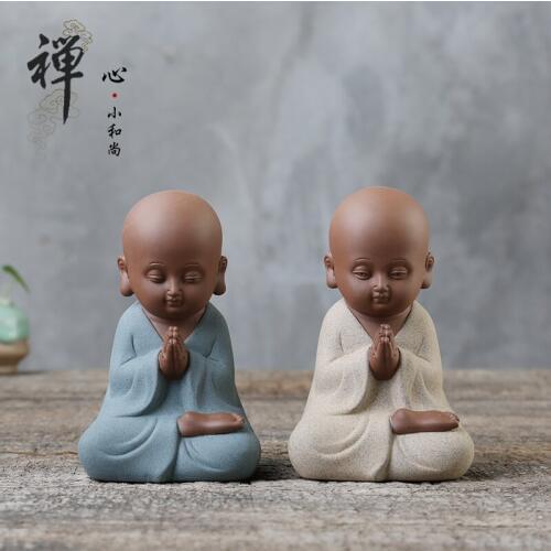 150--2PCS # TOP COOL GIFT ART # Spiritual OFFICE home Buddhism Buddha" CHAN " Monk porcelain ceramic GONGFU TEA ART statue