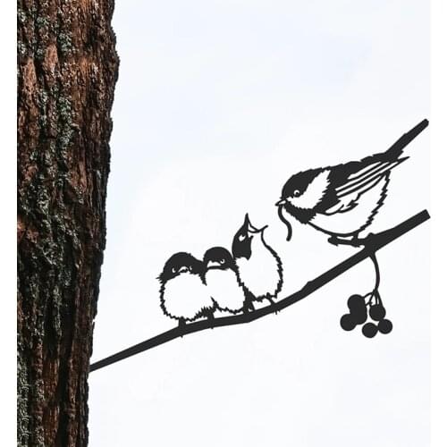 17 cm Chickadees on Branch Silhouette for Mothers Day Fathers Day Tree Ornament Showing Gratitude for Mother Father LB88