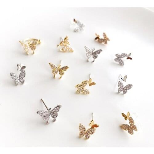 2020 New Fashion Cute Rhinestone Gold Color Butterfly Stud Earrings For Women Jewelry Stud Earring Gifts