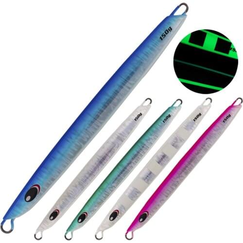 5PCS Deep Sea Fishing Zebra Glow Jigging Slow Sinking Jig Hook Lure Jigbait Spoon Baits 150G