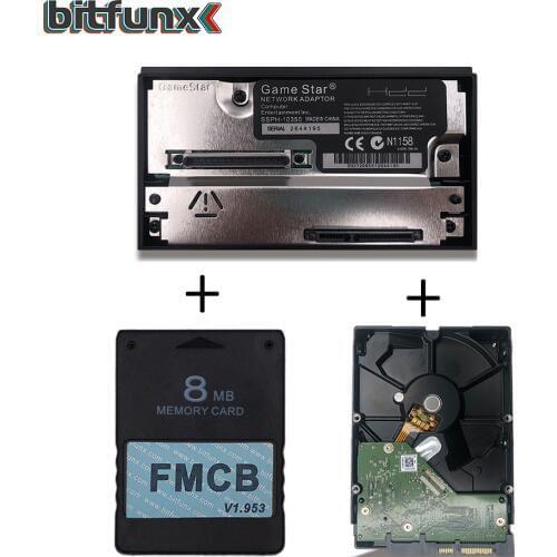 BitFunx 8MB v1.953 FMCB+SATA HDD adapter + 320GB SATA HDD with 70 games installed for PS2 FAT（30000 or 50000） console