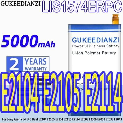 High Capacity GUKEEDIANZI Battery LIS1574ERPC 5000mAh For Sony Xperia E4 E4G Dual E2124 E2003 E2006 E2053 E2033 E2043