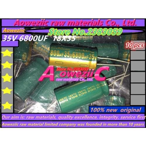 Aoweziic 10 PCS 35V 6800UF 18X35 high frequency low resistance electrolytic capacitor 6800UF 35V 18*35