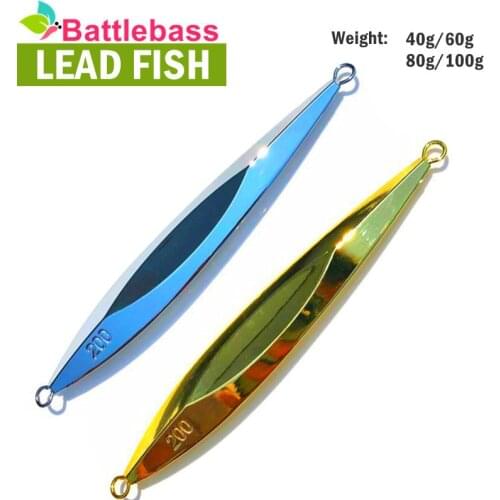 BATTLEBASS 2021 New Electroplate Metal jig fishing charms Jigging Lure 40g/60g/80g/100g Speed Lure Slow Pitch Jigs Bait