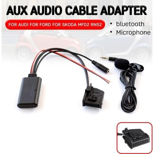 Bluetooth Aux Receiver Cable Adapter with Microphone for Volkswagen for 18 Pin Wireless Head Unit for Audi RNS2 MFD2 CD Host