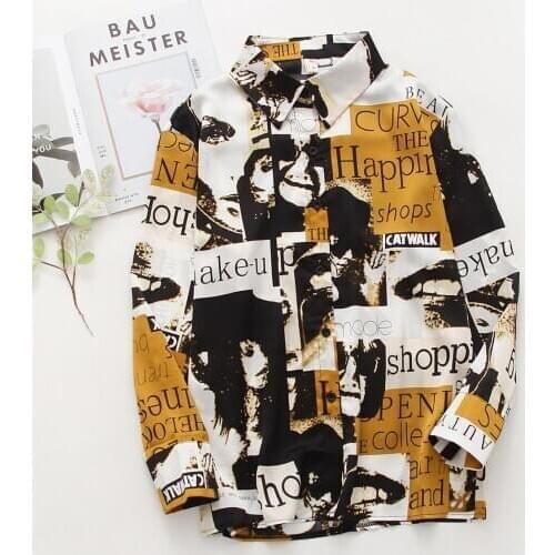 Vintage Women blouses Printing shirts 2020 Spring Autumn Long Sleeve Tops Blouses Female Blusas Mujer