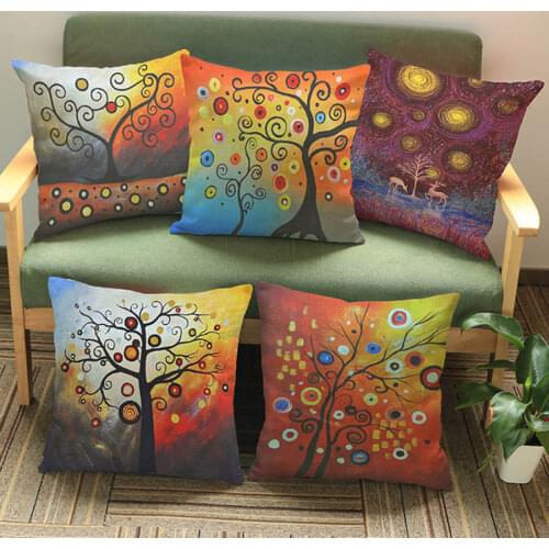 2016 new painting Color Pachira Cotton Linen pillow Home decorative sofa Car cushions 45x45cm
