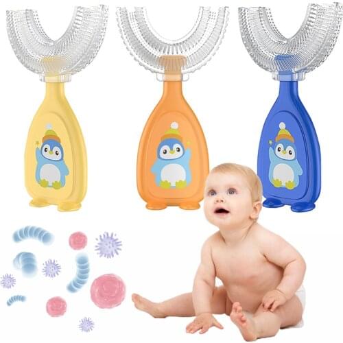 Children U-shaped Baby Cute Cartoon Penguin Tooth Brush Children Silicone Brush Kids Dental Oral Care Mouth Cleaning Tool
