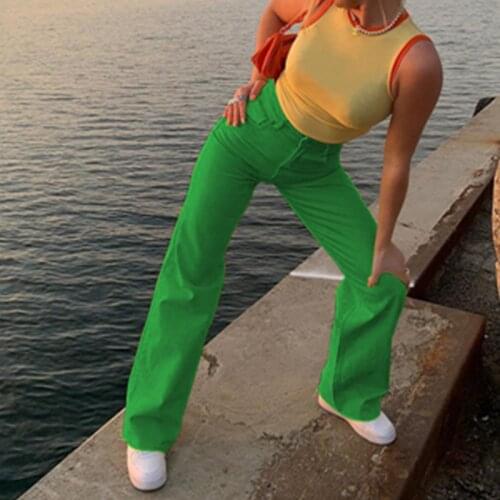 Y2K Streetwear Jeans Baggy Green Teenage Girls 2021 Summer Vintage Clothing Fashion Pink High Waist Denim Pants Women
