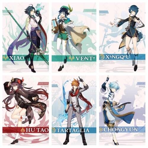 WTQ Anime Figure Retro Poster Genshin Impact Decoration Art Canvas Painting Anime Posters Wall Decor Wall Art Picture Home Decor