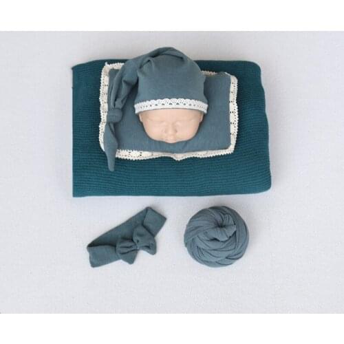 Newborn Wraps Set Baby Photo Props Photography Blanket Soft Hat&Headband Cotton Pillow Infant Shooting Backdrop Babies