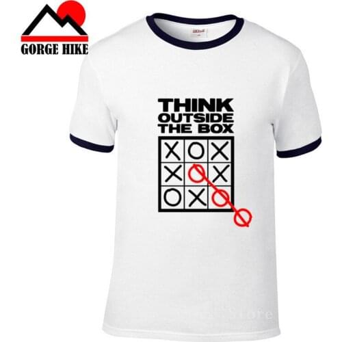 Think outside the box T-shirts Creative Cotton Summer Mens chess Tee Shirts Streetwear Custom Shirt Funny riddle T shirts Boys