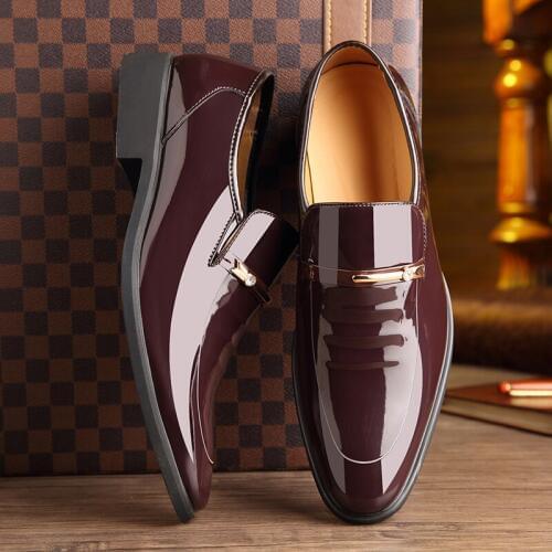 GJKLAS Men's Patent Leather Shoes