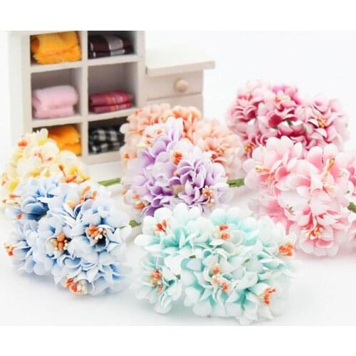 6pcs Artificial Double Colors Fake Silk Daisy Flowers For DIY Wedding Party Grand Event Head Ornaments Hair Romantic Decoration