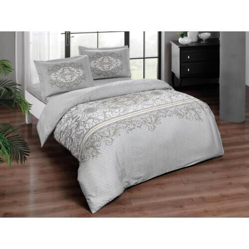 Crown Double Satin Duvet cover set Dalida Gray