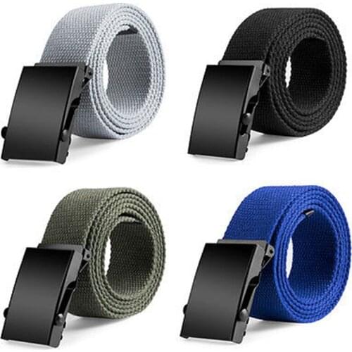 Hot Sales Canvas Belt Exterior Wild Mental Buckle Fashion Belt Men Pure Free Elastic Wait Belt 2019 New Arrivals