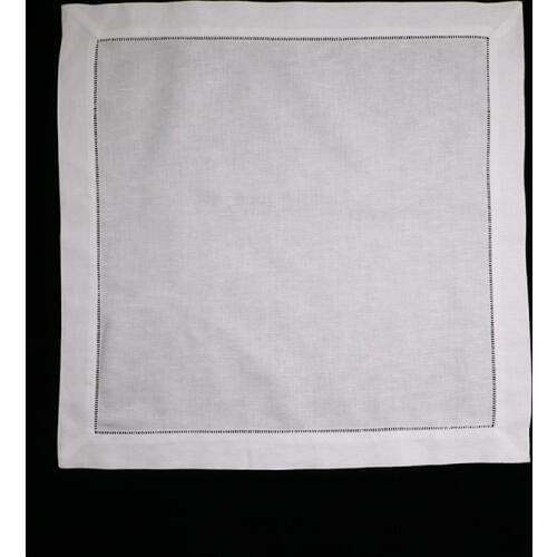 N002-22: 120 Pieces White Hemstitch Dinner Napkins - 55/45 Linen Cotton Blend - 22" x 22" Ladder Hemstitch Cloth Dinner Napkin