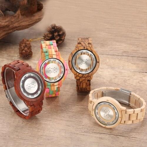 Creative Led Digital Dispay Wood Watch Men Women Luxury Wooden Wristwatch Fold Buckle With Instruction And Strap Adjuster